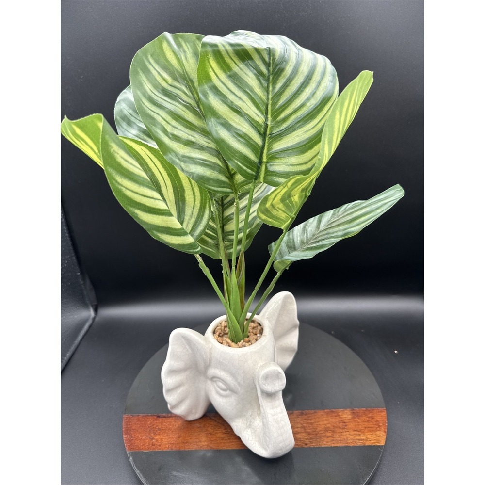 Decorative Planter with Elephant Pitcher Artificial Plant Classic Cottage Boho